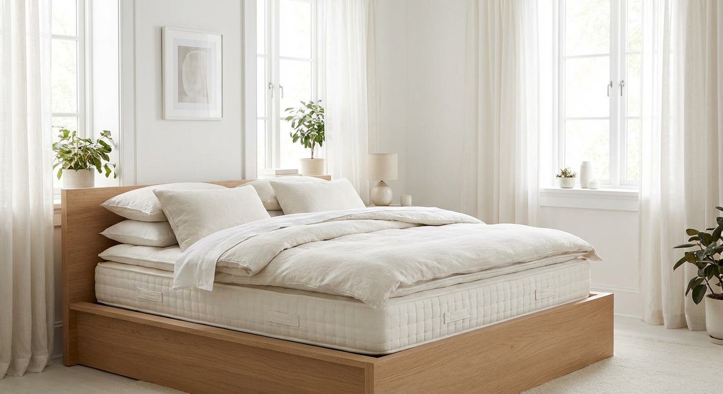 Quarto confortável com iluminação suave